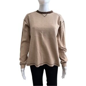 Billabong Beige Crewneck Waffle knot Long Sleeve Medium